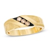 Thumbnail Image 1 of Previously Owned - 1/5 CT. T.W. Champagne Diamond Three Stone Wedding Band in 10K Gold with Black Rhodium