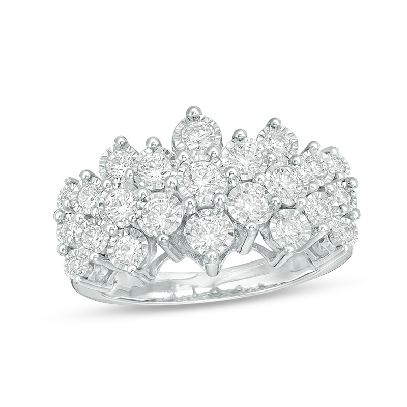 Main Image 1 of Previously Owned - 1 CT. T.W. Diamond Composite Pyramid Ring in 10K White Gold