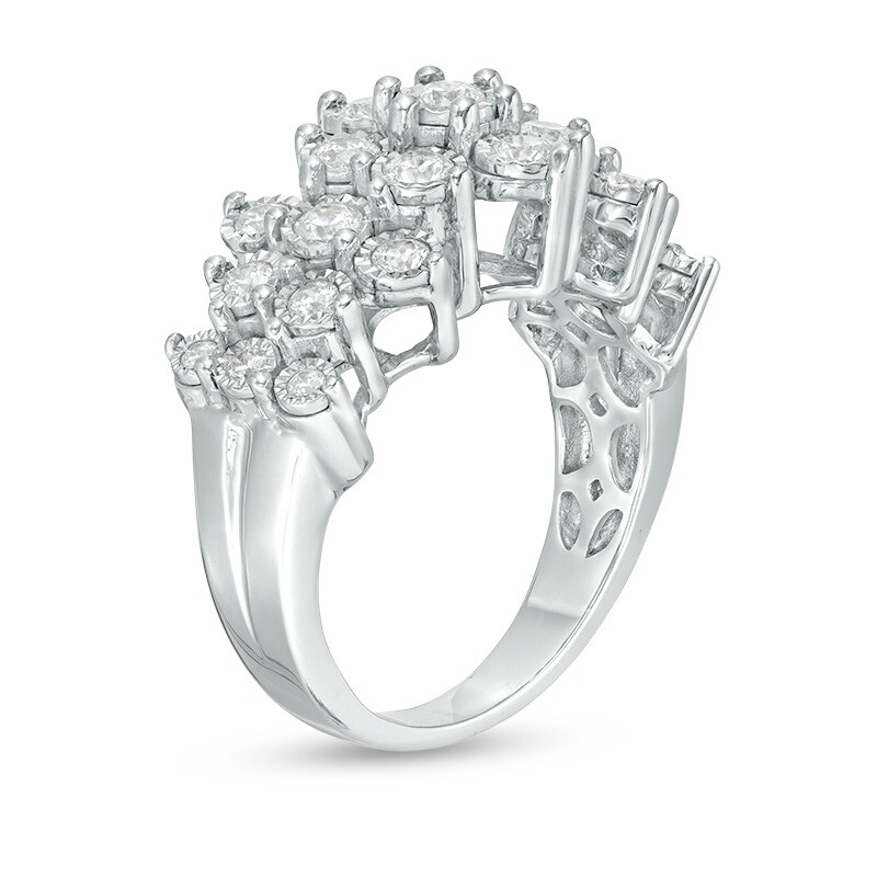 Main Image 2 of Previously Owned - 1 CT. T.W. Diamond Composite Pyramid Ring in 10K White Gold