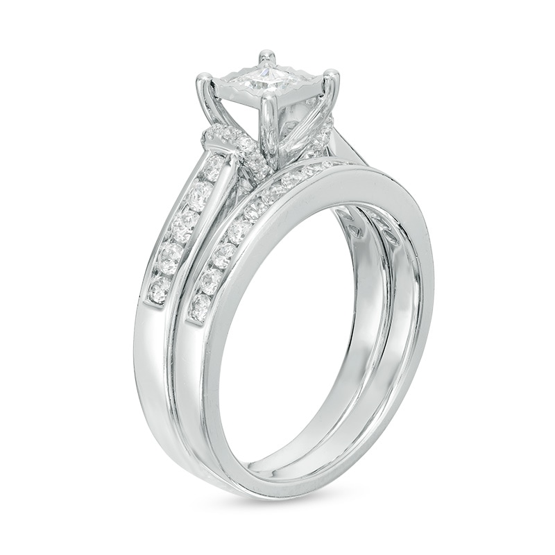 Previously Owned - 1 CT. T.W. Princess-Cut Diamond Bridal Set in 10K White Gold