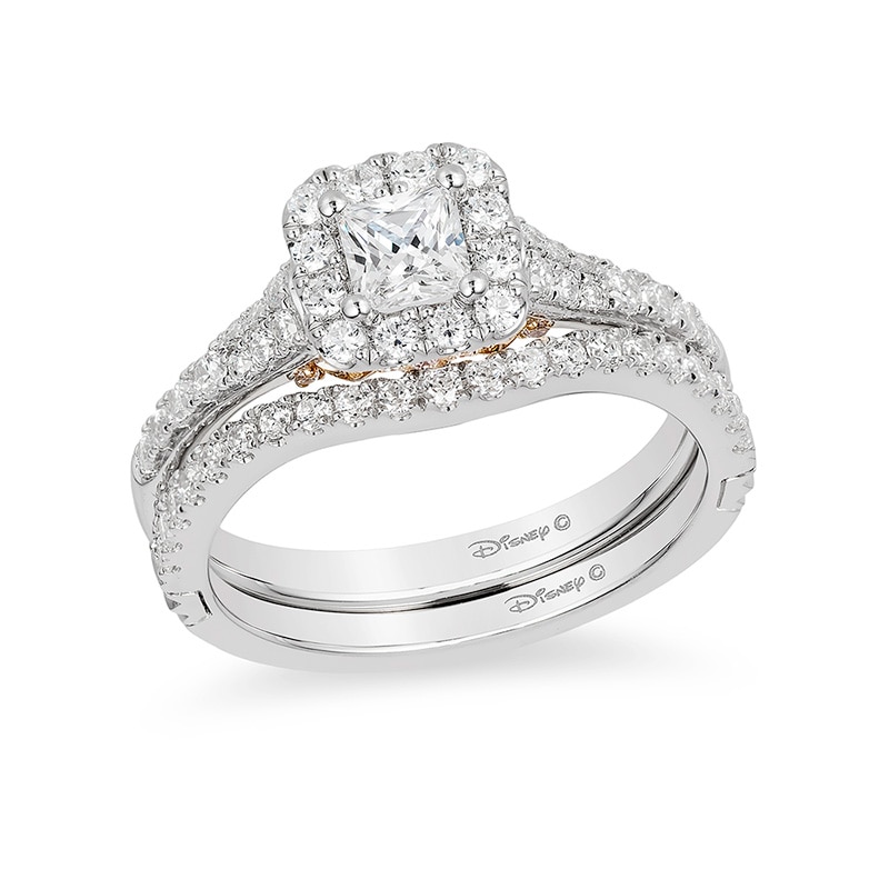 Main Image 3 of Previously Owned - Enchanted Disney Tinker Bell 3/4 CT. T.W. Princess-Cut Diamond Engagement Ring in 14K Two-Tone Gold