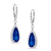 Previously Owned - Pear-Shaped Lab-Created Blue and White Sapphire Drop Earrings in Sterling Silver