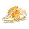 Thumbnail Image 1 of Previously Owned - 9.0mm Trillion-Cut Citrine and Diamond Accent Ring  in Sterling Silver with 14K Gold Plate