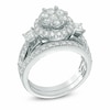 Thumbnail Image 2 of Previously Owned - 2 CT. T.W. Diamond Cluster Frame Bridal Set in 14K White Gold