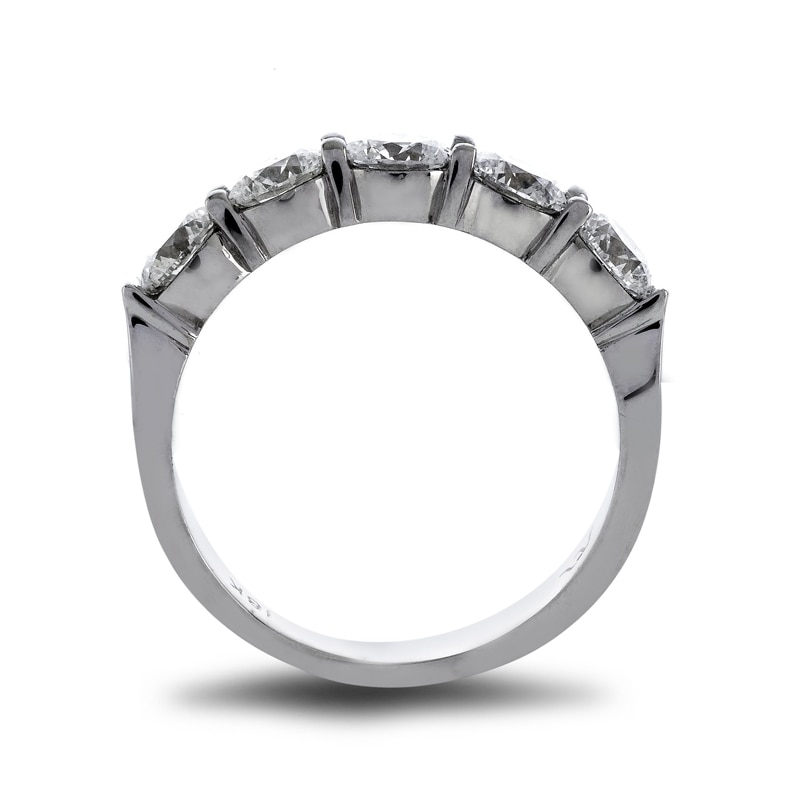 Main Image 3 of Previously Owned - 1-5/8 CT. T.W. Diamond Five Stone Wedding Band in Platinum (H/SI1)