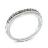 Thumbnail Image 2 of Previously Owned - 1/4 CT. T.W. Champagne and White Diamond Contour Wedding Band in 14K White Gold