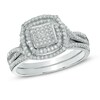 Thumbnail Image 1 of Previously Owned - 1/2 CT. T.W. Diamond Square Composite Frame Bridal Set in 10K White Gold