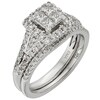 Thumbnail Image 1 of Previously Owned - 1 CT. T.W. Princess-Cut Quad Diamond Split Shank Bridal Set in 14K White Gold (I/I2)