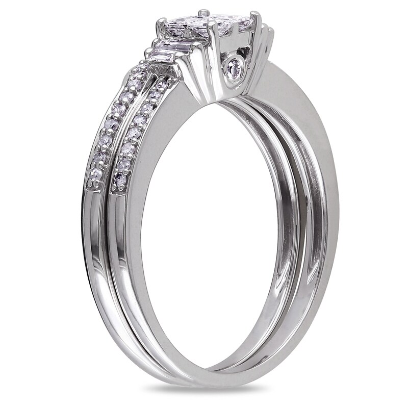 Main Image 2 of Previously Owned - 1/2 CT. T.W. Quad Princess-Cut Diamond Bridal Set in 10K White Gold