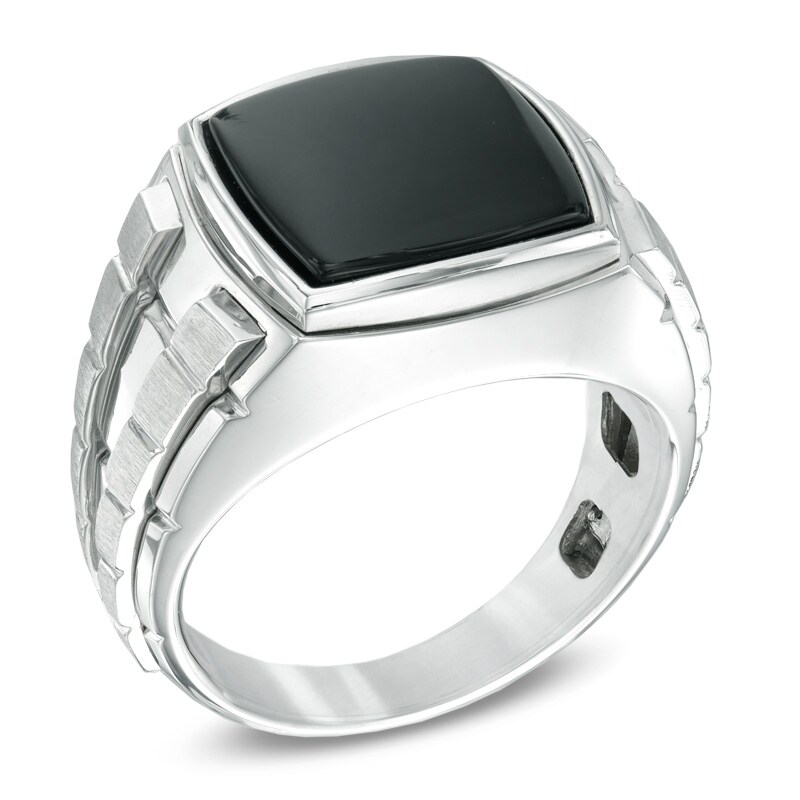 Main Image 2 of Previously Owned - 13.0mm Square-Cut Onyx Ring in Sterling Silver