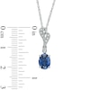 Thumbnail Image 2 of Previously Owned - Oval Lab-Created Blue and White Sapphire Pendant in Sterling Silver