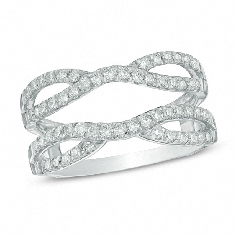 Previously Owned - 3/4 CT. T.W. Diamond Double Row Solitaire Enhancer in 14K White Gold