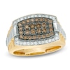 Thumbnail Image 1 of Previously Owned - 1 CT. T.W. Champagne and White Diamond Tonneau-Shaped Ring in 10K Gold