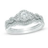 Thumbnail Image 1 of Previously Owned - 3/8 CT. T.W. Diamond Frame Loose Braid Bridal Set In 10K White Gold