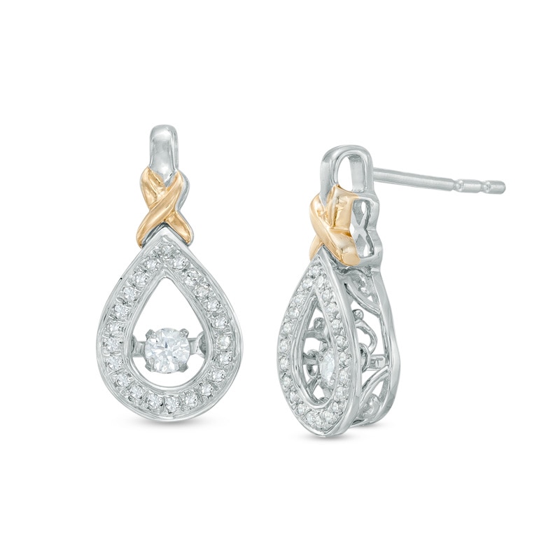 Main Image 1 of Previously Owned - 1/4 CT. T.W. Diamond Teardrop Earrings in 10K Two-Tone Gold