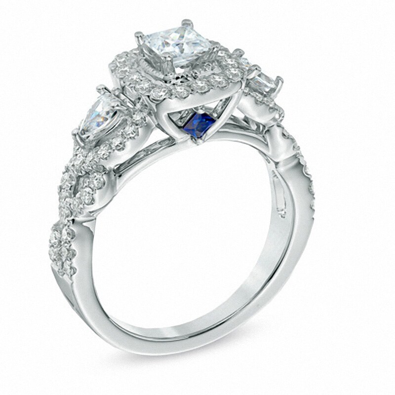 Previously Owned - Vera Wang Love Collection 1-1/2 CT. T.W. Diamond Three Stone Engagement Ring in 14K White Gold