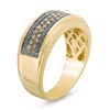 Thumbnail Image 2 of Previously Owned - 3/4 CT. T.W. Enhanced Black and Brown Diamond Four Row Band in 10K Gold