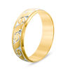 Thumbnail Image 2 of Previously Owned - 6.0mm Comfort-Fit Diamond-Cut Swirl Milgrain Edge Wedding Band in 10K Gold with White Rhodium