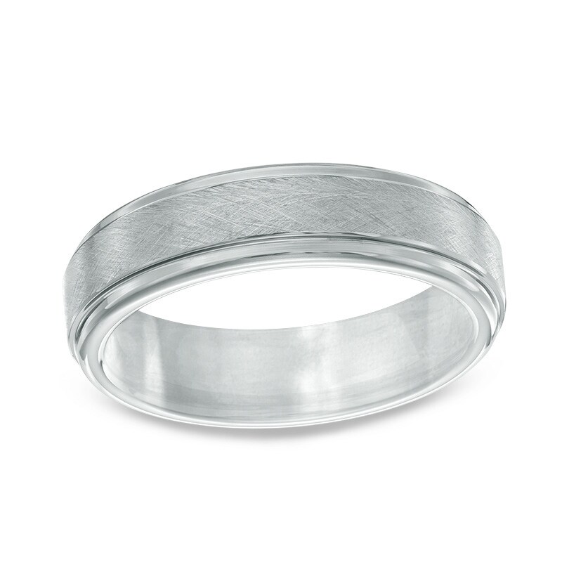 Main Image 1 of Previously Owned - 6.0mm Brushed-Stripe Wedding Band in Tantalum