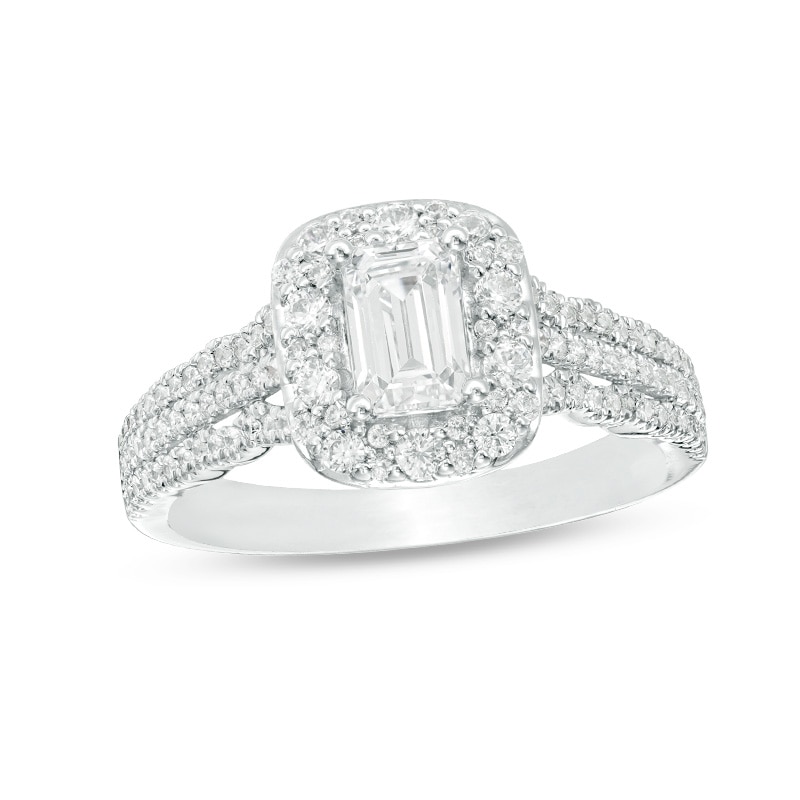 Previously Owned - Love's Destiny by Zales 1 CT. T.W. Emerald-Cut Diamond Frame Engagement Ring in 14K Two-Tone Gold