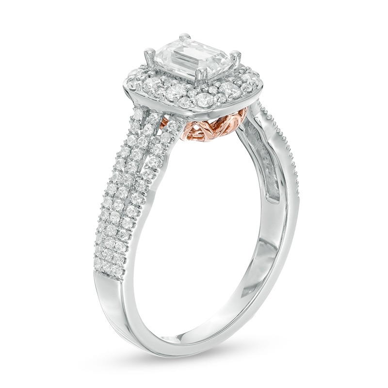 Previously Owned - Love's Destiny by Zales 1 CT. T.W. Emerald-Cut Diamond Frame Engagement Ring in 14K Two-Tone Gold