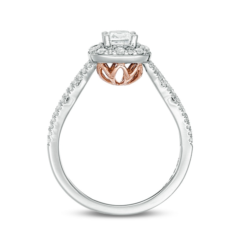 Previously Owned - Love's Destiny by Zales 1 CT. T.W. Emerald-Cut Diamond Frame Engagement Ring in 14K Two-Tone Gold