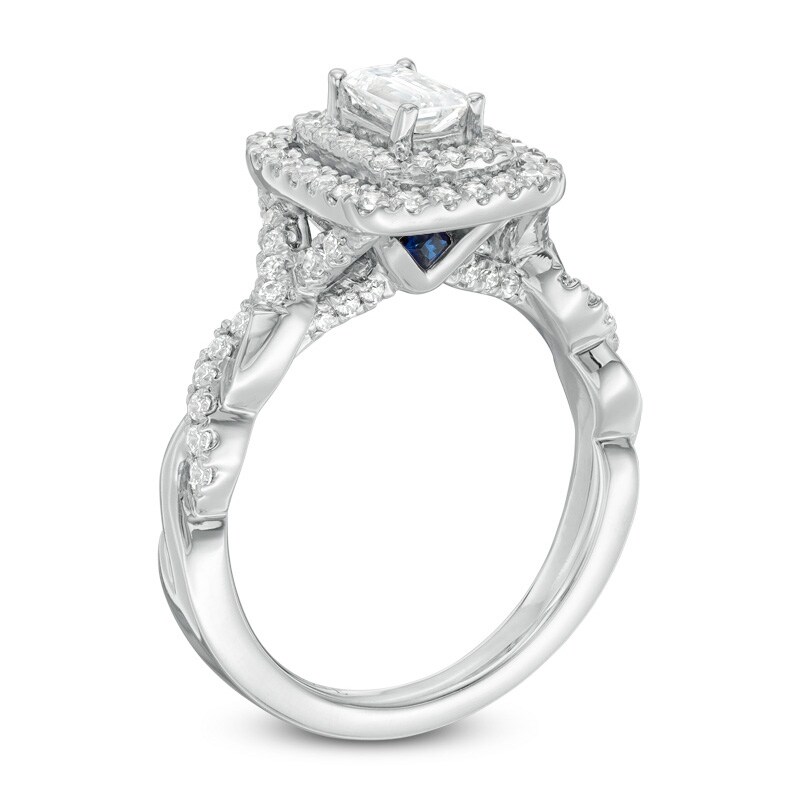 Previously Owned - Vera Wang Love Collection 1 CT. T.W. Diamond Double Frame Engagement Ring in 14K White Gold