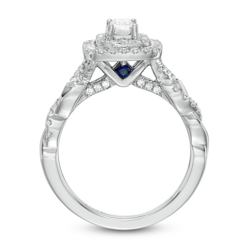 Previously Owned - Vera Wang Love Collection 1 CT. T.W. Diamond Double Frame Engagement Ring in 14K White Gold