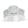 Thumbnail Image 1 of Previously Owned - 2 CT. T.W. Composite Diamond Cushion Frame Three Piece Bridal Set in 14K White Gold
