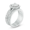 Thumbnail Image 2 of Previously Owned - 2 CT. T.W. Composite Diamond Cushion Frame Three Piece Bridal Set in 14K White Gold