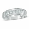 Thumbnail Image 0 of Previously Owned - Men's 1/3 CT. T.W. Diamond Seven Stone Step Edge Anniversary Band in 10K White Gold
