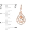 Thumbnail Image 1 of Previously Owned - Pear-Shaped Morganite and 3/8 CT. T.W. Diamond Double Twist Frame Drop Earrings in 10K Rose Gold
