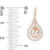 Thumbnail Image 1 of Previously Owned - Pear-Shaped Morganite and 3/8 CT. T.W. Diamond Double Twist Frame Drop Earrings in 10K Rose Gold