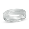 Thumbnail Image 0 of Previously Owned - Men's 6.0mm Comfort-Fit Etched Wedding Band in 10K White Gold