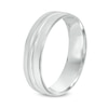 Thumbnail Image 1 of Previously Owned - Men's 6.0mm Comfort-Fit Etched Wedding Band in 10K White Gold