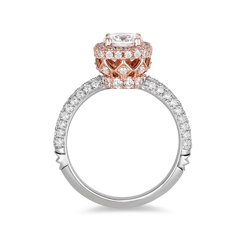 Main Image 2 of Previously Owned - Enchanted Disney Princess 1-1/2 CT. T.W. Diamond Frame Crown Engagement Ring in 14K Two-Tone Gold