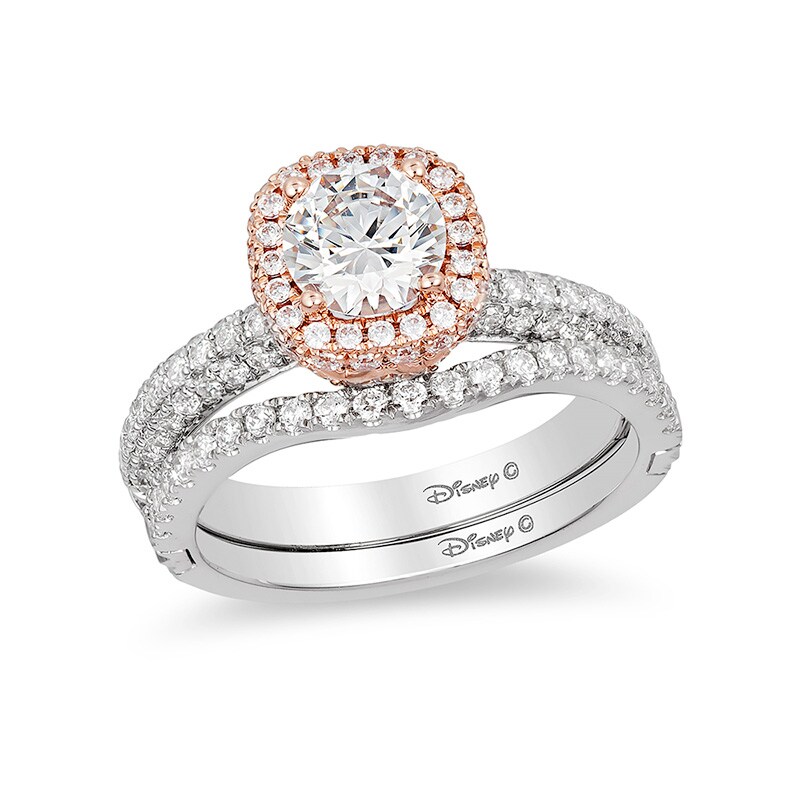 Main Image 3 of Previously Owned - Enchanted Disney Princess 1-1/2 CT. T.W. Diamond Frame Crown Engagement Ring in 14K Two-Tone Gold