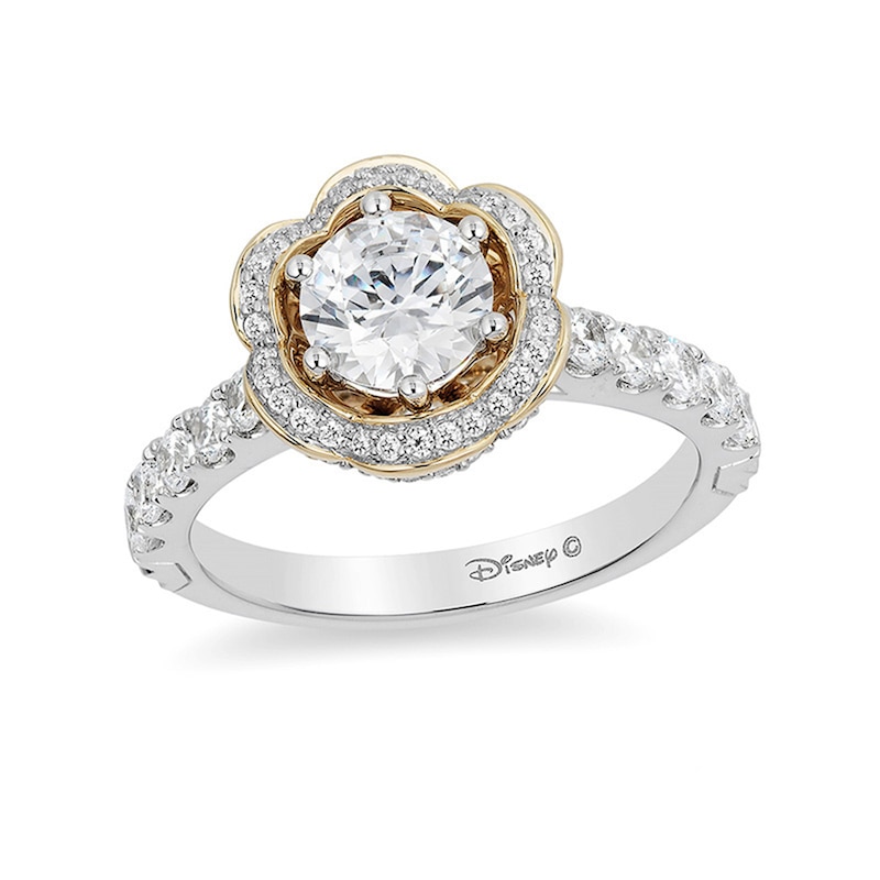 Main Image 1 of Previously Owned - Enchanted Disney Belle 1-1/2 CT. T.W. Diamond Frame Engagement Ring in 14K Two-Tone Gold
