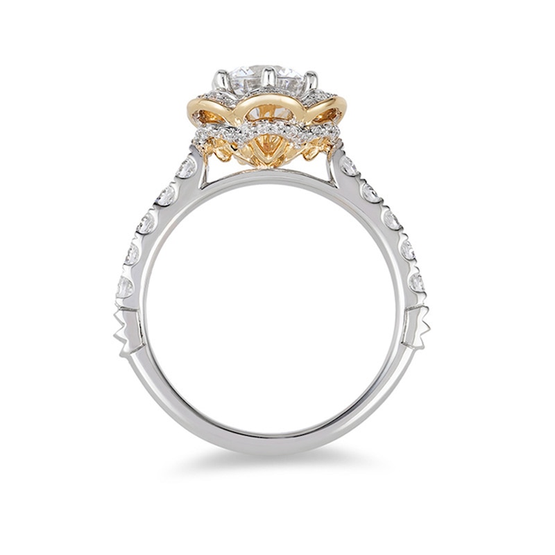 Main Image 3 of Previously Owned - Enchanted Disney Belle 1-1/2 CT. T.W. Diamond Frame Engagement Ring in 14K Two-Tone Gold