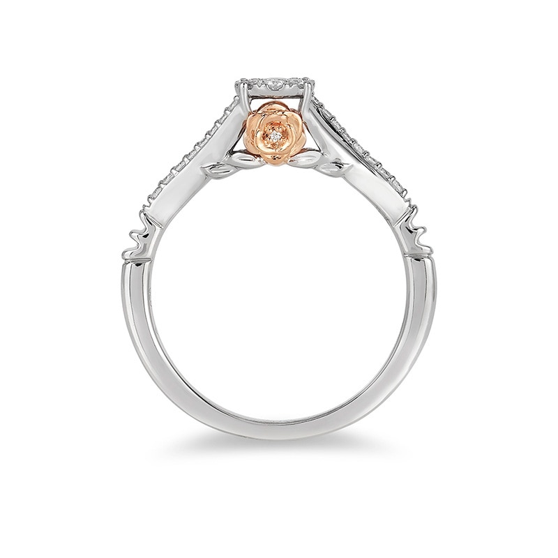 Main Image 3 of Previously Owned - Enchanted Disney Belle 1/5 CT. T.W. Diamond Frame Promise Ring in 10K Two-Tone Gold