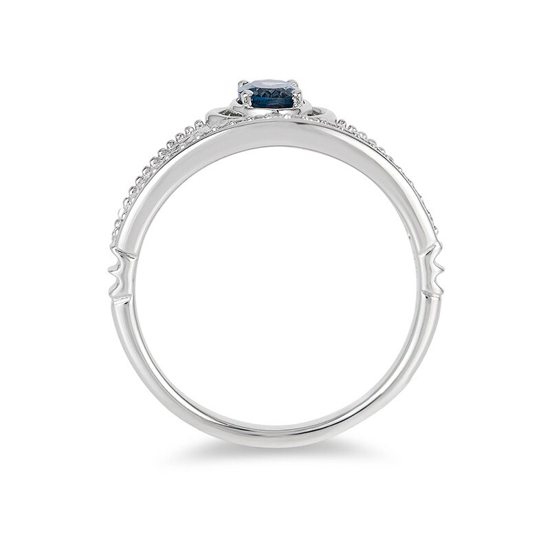 Previously Owned - Enchanted Disney Cinderella Blue Topaz and 1/10 CT. T.W. Diamond Carriage Ring in Sterling Silver