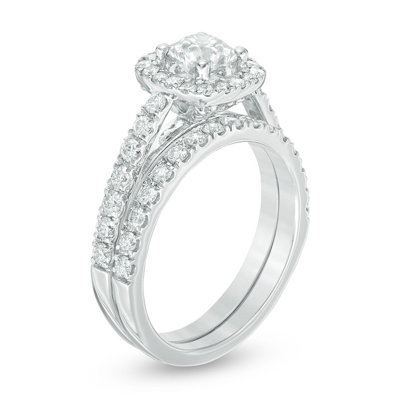 Previously Owned - 1 CT. T.W. Diamond Frame Bridal Set in 14K White Gold