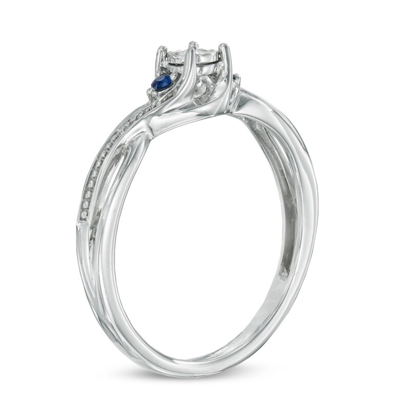Main Image 2 of Previously Owned - Cherished Promise Collection™ Diamond Accent and Blue Sapphire Twist Ring in Sterling Silver