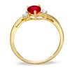 Thumbnail Image 2 of Previously Owned - Pear-Shaped Lab-Created Ruby and Diamond Accent Bypass Ring in 10K Gold