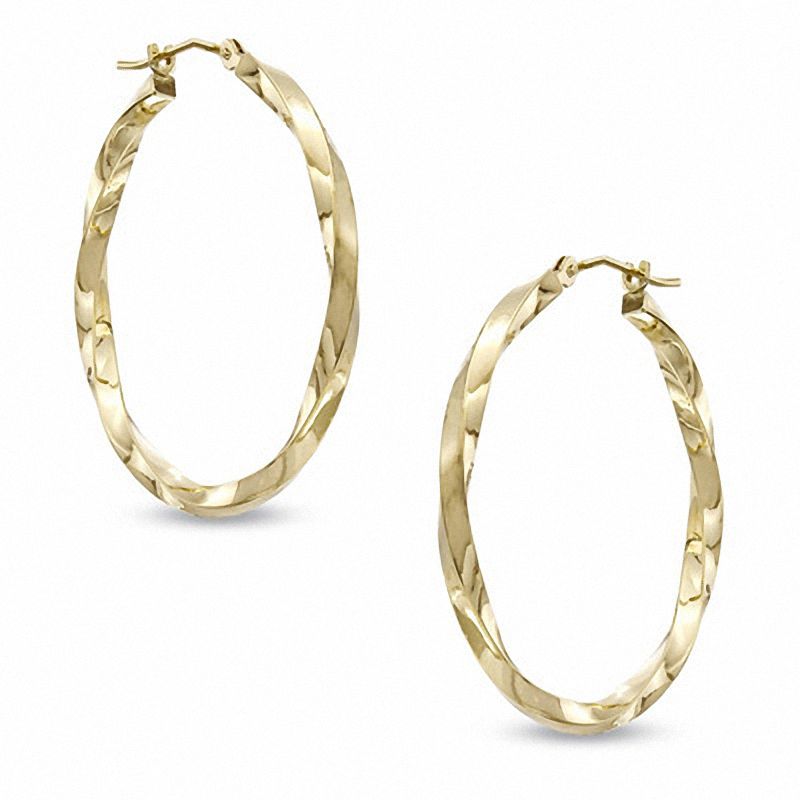 Previously Owned - 30.0mm Square Twist Hoop Earrings in 14K Gold