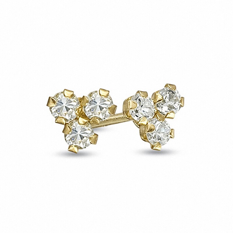 Main Image 1 of Previously Owned - Child's Crystal Stud Earrings in 14K Gold
