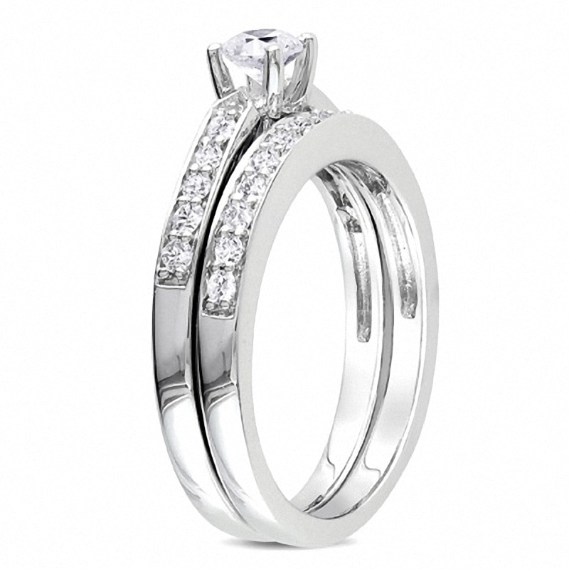 Main Image 2 of Previously Owned - 1/2 CT. T.W. Diamond Bridal Set in Sterling Silver