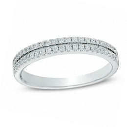 Previously Owned - 1/4 CT. T.W. Diamond Double Row Anniversary Band in 14K White Gold