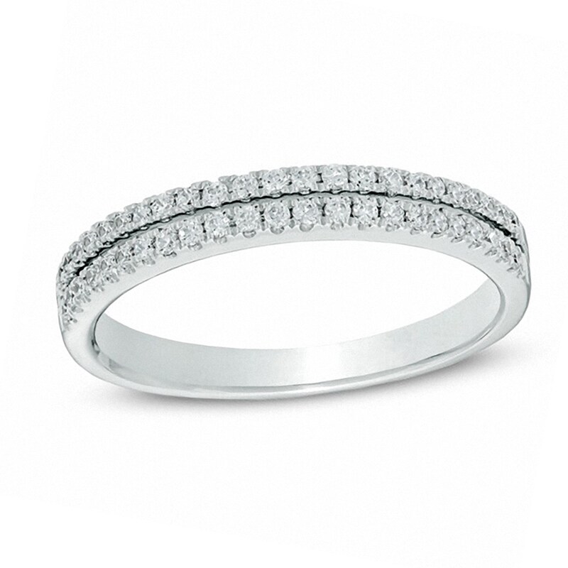Main Image 1 of Previously Owned - 1/4 CT. T.W. Diamond Double Row Anniversary Band in 14K White Gold