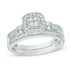 Thumbnail Image 1 of Previously Owned - 1/2 CT. T.W. Quad Princess-Cut Diamond Frame Vintage-Style Bridal Set in 10K White Gold